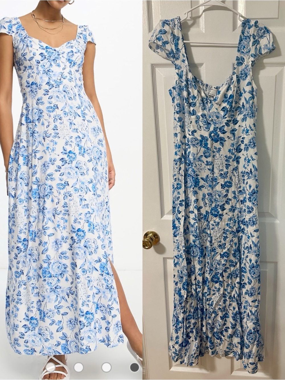 ASOS Tall Blue Floral Sweetheart Dress